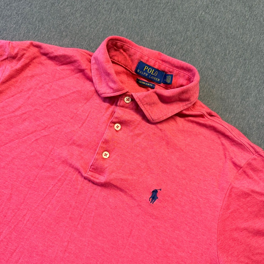 Polo Ralph Lauren Mens Custom Slim Fit Polo Shirt Pink Heather Large